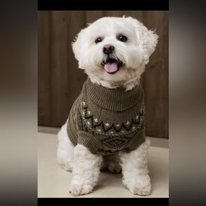 NWT Banana Republic Camo Black Plaid Wool Blend Dog Sweater -  M size